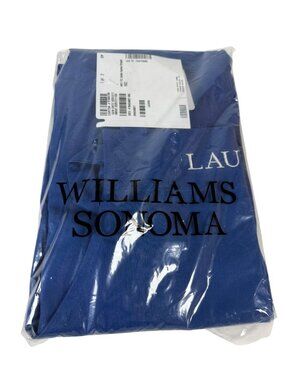 Williams-Sonoma Solid Apron Bright Blue Cotton Blend New Embroidered LAURA